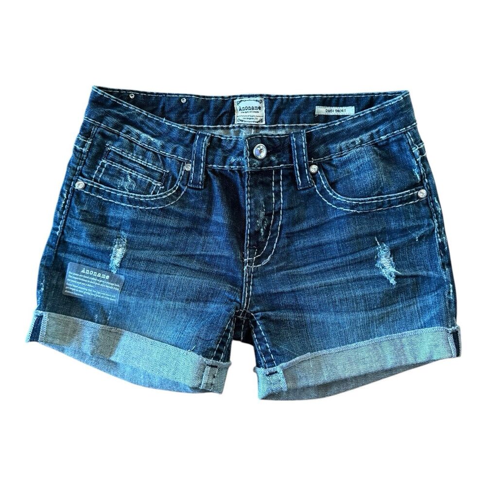 Women's Anoname Distressed Blue Jean Shorts Daisy Short Size 26 NWOT‎